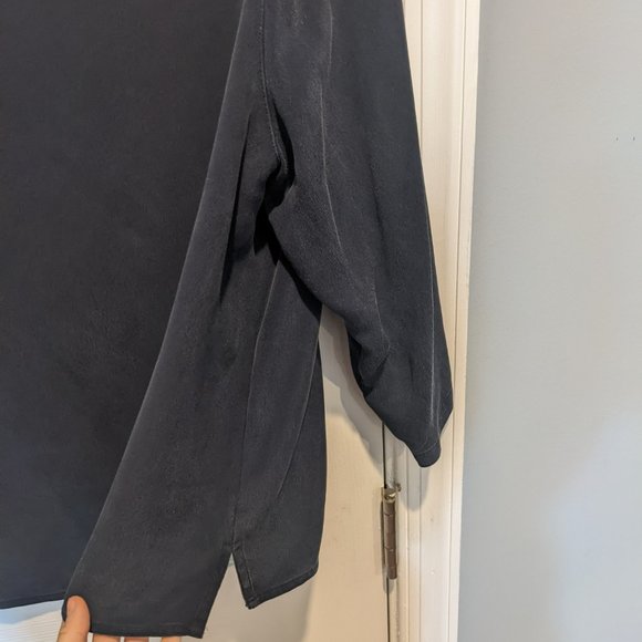 Vintage Doncaster Navy Silk 3/4 sleeve boatneck blouse - Picture 4 of 6